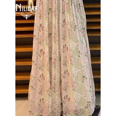 White Chiffon Printed Gown
