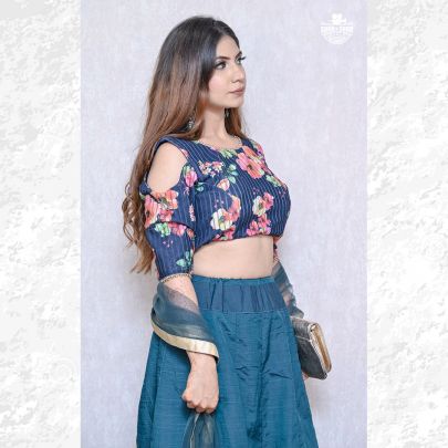 Peacock Blue Silk Lehenga