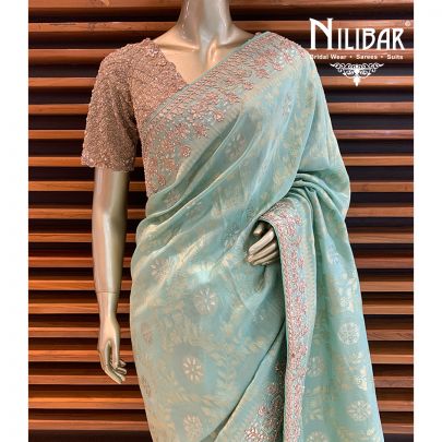 Tea Green Georgette Banarsi Saree