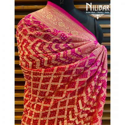 Pink and Red Georgette Bandhani Dupatta