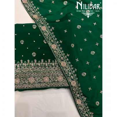 Pine Green Crepe Unstitched Suit
