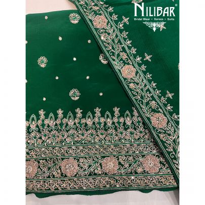 Pine Green Crepe Unstitched Suit