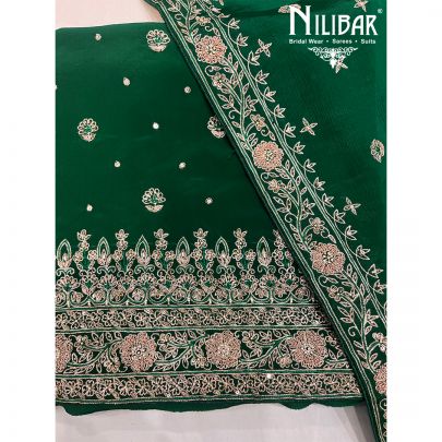 Pine Green Crepe Unstitched Suit