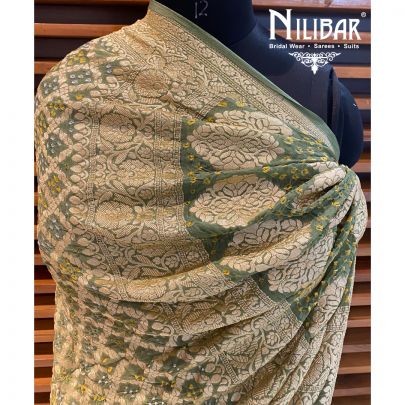 Moss Green Georgette Bandhani Dupatta