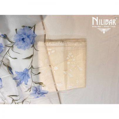 White Organza Unstitched Suit