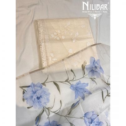 White Organza Unstitched Suit