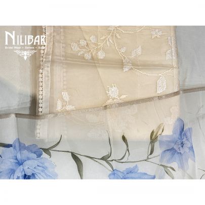 White Organza Unstitched Suit