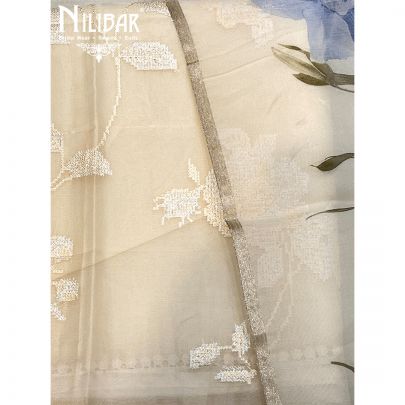White Organza Unstitched Suit