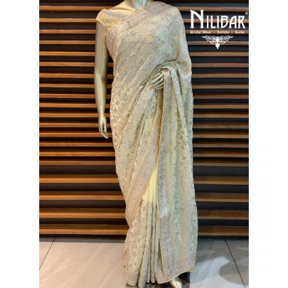 Lemon Georgette Saree