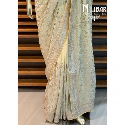 Lemon Georgette Saree