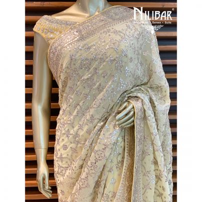Lemon Georgette Saree