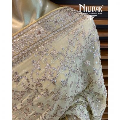 Lemon Georgette Saree