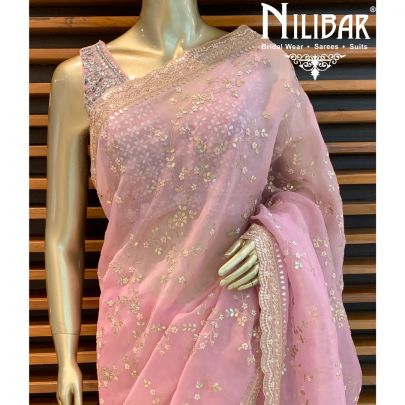 Mauvelous Pink Georgette Saree