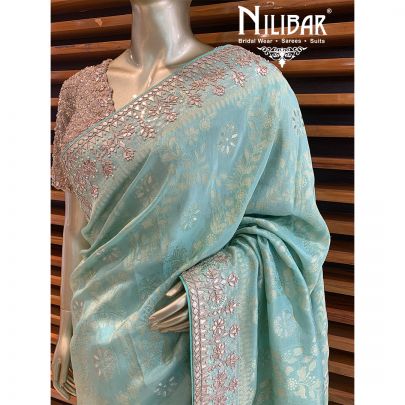 Tea Green Georgette Banarsi Saree
