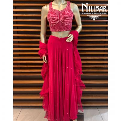 Magenta Georgette Palazzo Set