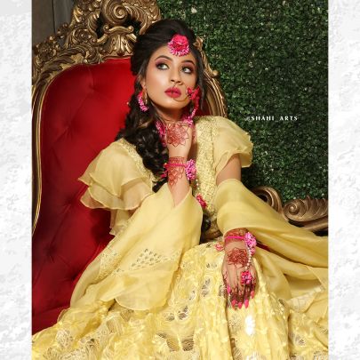 Lemon Organza Lehenga