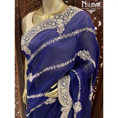 Blue Organza Saree