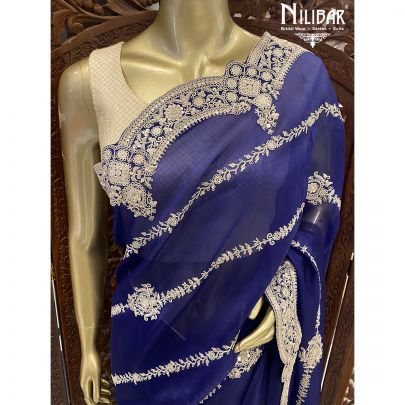 Blue Organza Saree