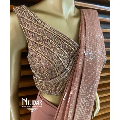 Greyish Pink Lycra Draped Saree