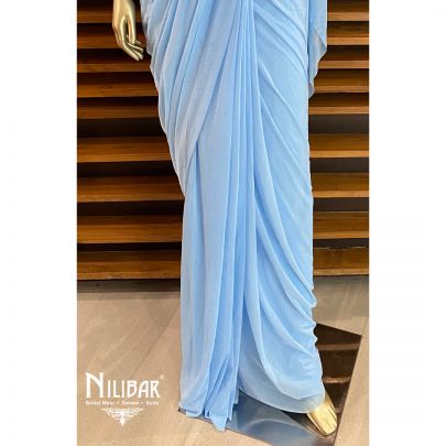 Maya Blue Lycra Draped Saree