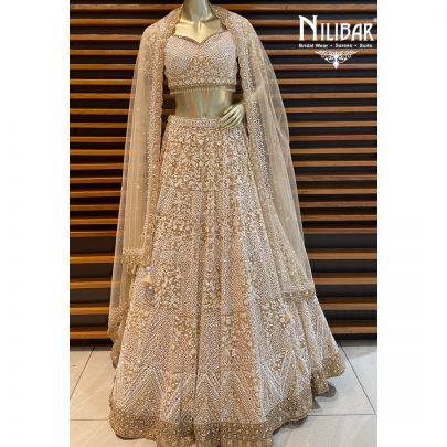 Beige Net Bridal Lehenga