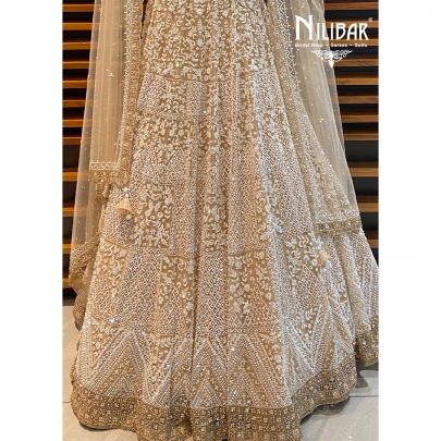 Beige Net Bridal Lehenga