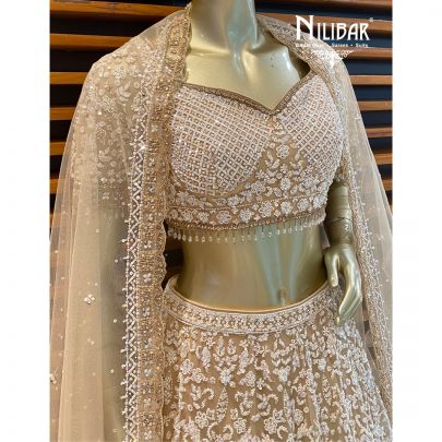Beige Net Bridal Lehenga