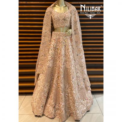 Powder Pink Silk Bridal Lehenga