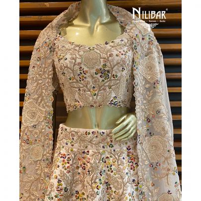 Powder Pink Silk Bridal Lehenga