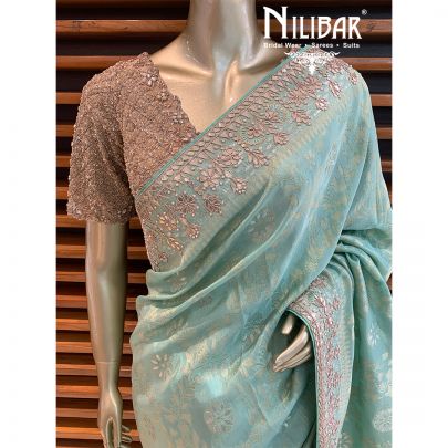 Tea Green Georgette Banarsi Saree
