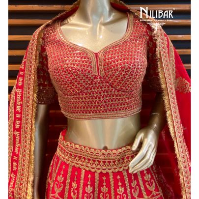 Crimson Red Silk Bridal Lehenga