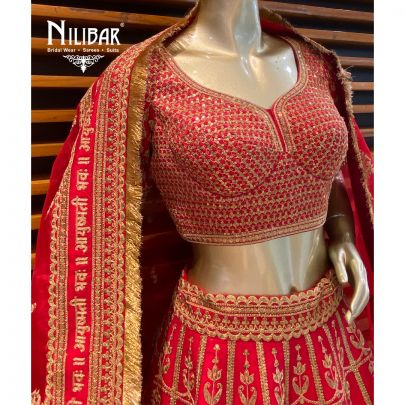 Crimson Red Silk Bridal Lehenga