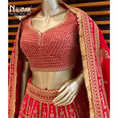Crimson Red Silk Bridal Lehenga