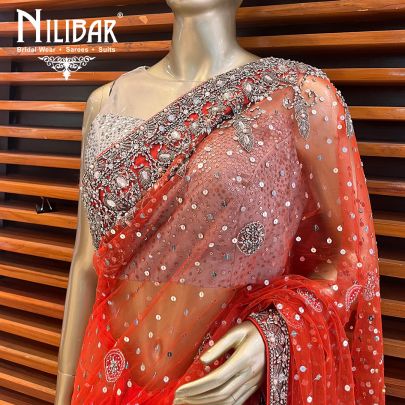 Tangerine Orange Net Saree