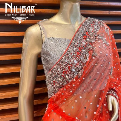 Tangerine Orange Net Saree