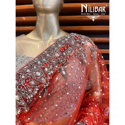 Tangerine Orange Net Saree