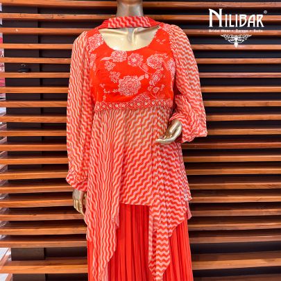 Orange Georgette Palazzo Suit