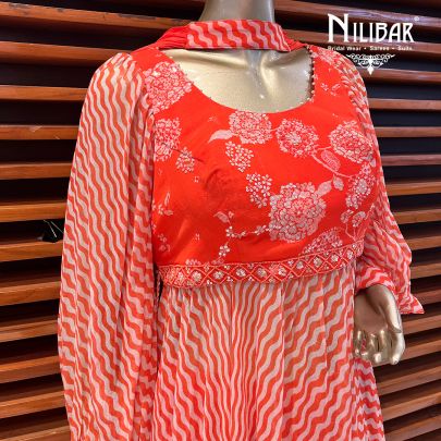 Orange Georgette Palazzo Suit