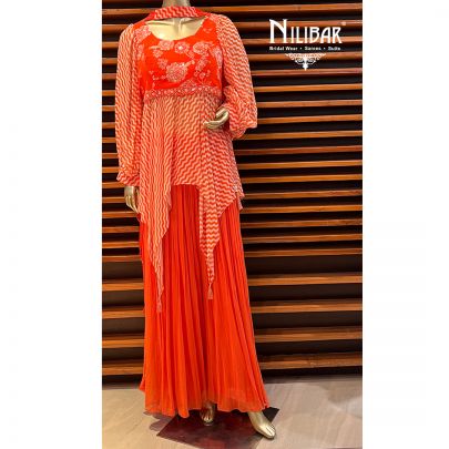 Orange Georgette Palazzo Suit