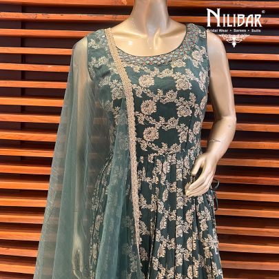 Jungle Green Banarasi Silk Anarkali