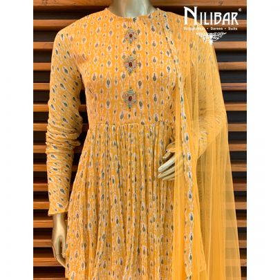 Yellow Printed Sharara Suit