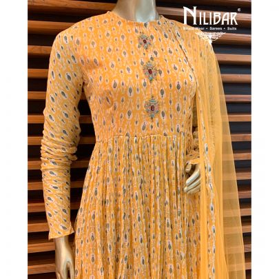 Yellow Printed Sharara Suit
