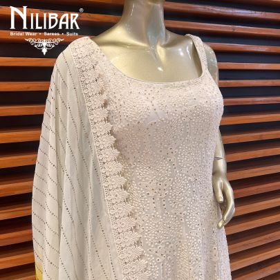 Pearl white Georgette Anarkali Suit