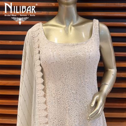 Pearl white Georgette Anarkali Suit