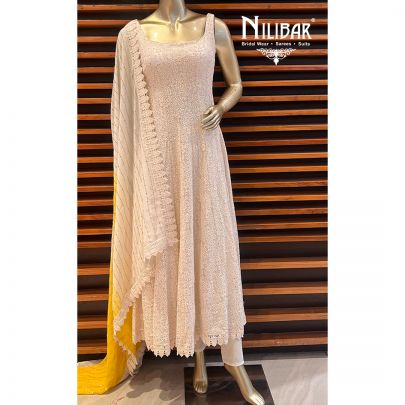 Pearl white Georgette Anarkali Suit
