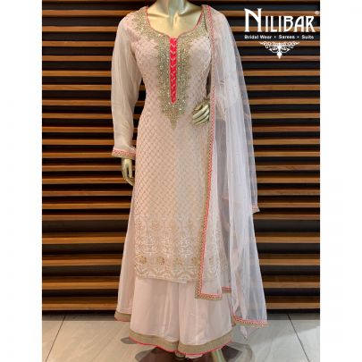 Light Peach Georgette Palazzo Suit