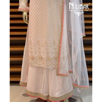 Light Peach Georgette Palazzo Suit