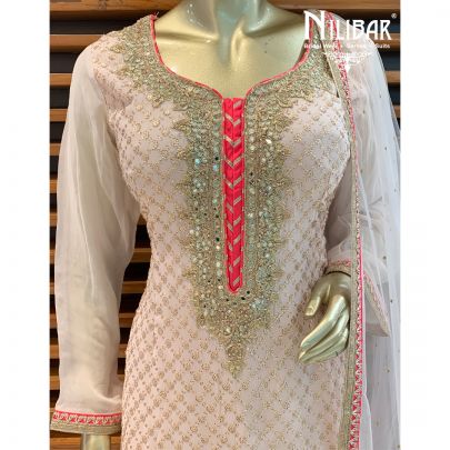 Light Peach Georgette Palazzo Suit