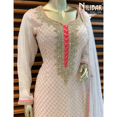 Light Peach Georgette Palazzo Suit