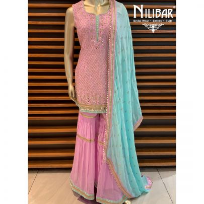 Mauvish Pink Silk Garara Suit